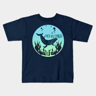 The world's finest wilderness lies beneath the waves. Whale the child of the ocean. Kids T-Shirt